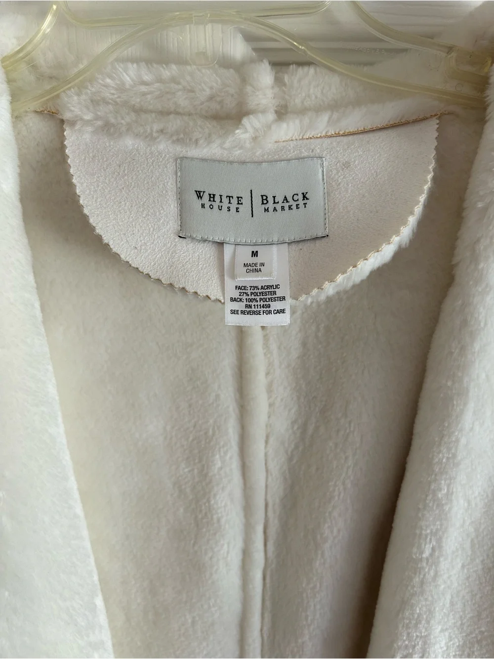 White House Black Market Plush Cream Teddy Shawl Jacket